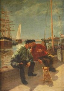 Zwei Fischer Am Quai by Karl Behm