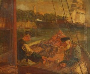 Zwei Fischer Auf Ihrem Boot by Karl Behm