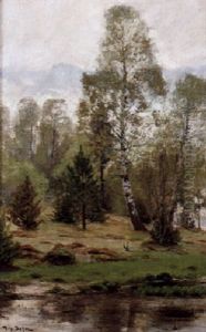 Svenskt Varlandskap Med Bjorkar Vid Vatten by Vilhelm Emanuel Behm