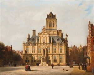 Town Hall Of Delft by Carel Jacobus Behr