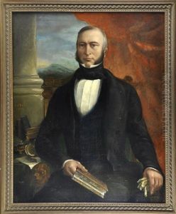 Portrait Eines Am Schreibtisch Sitzenden Herren