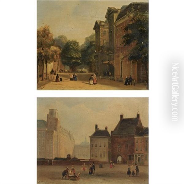 A View Of The Korte Voorhout Towards The Haagse Comedie, The Hague (+ A View Of The Buitenhof With The Gevangenpoort, The Hague; Pair) - view 1