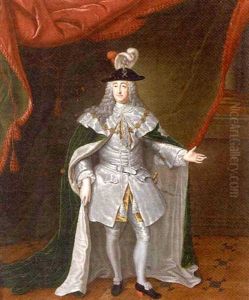 Portrait Of A Nobleman, Full-length In An Interior by Johann Phillipp Behr