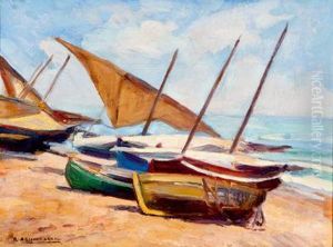 Barcas En La Playa by Rafael Aguado Arnal