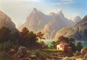 Morgen Bei Sissikon Am Vierwaldstatter See by August Behrendsen
