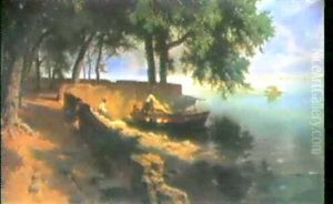 Unter Baumen Am Comer See. by August Behrendsen