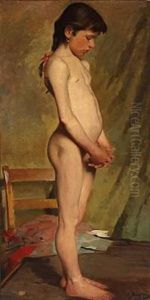 A Little Girl As Model (study) by Hermann Behrens