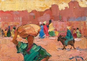 Street In Oriental City by Adolf Behrmann