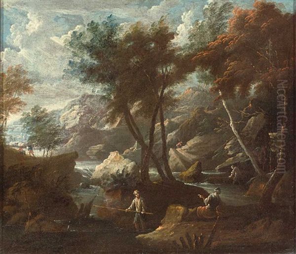 Paar Arkadische Landschaften Mit Figurenstaffage - view 1