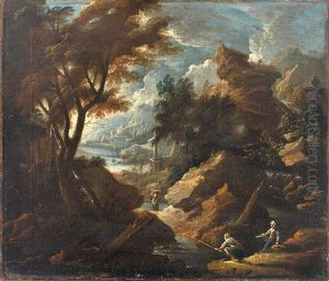 Italianisierende Landschaften Mit Figurenstaffage (+ Another; Pair) by Joachim-Franz Beich
