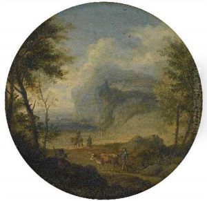 Phantastische Gebirgslandschaft Mit Figurenstaffage by Joachim-Franz Beich