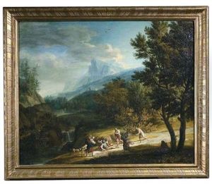 Grose Gebirgslandschaft Mit Der Bekehrung Des Paulus