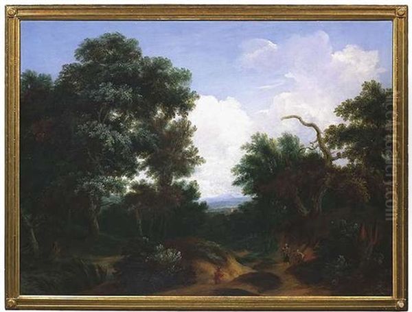 Waldumsaumter Hohlweg Mit Blick Auf Eine Lichtdurchflutete Mediterrane Landschaft - view 1