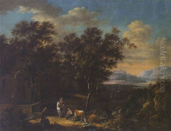 Waldlandschaft Mit Einer Brunnenanlage - view 1
