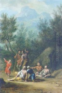 Hirtengruppe Auf Einer Waldlichtung by Joachim-Franz Beich