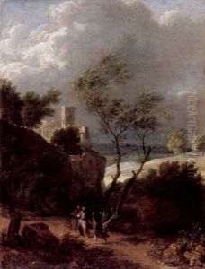 Christus Mit Schulern In Einer Landschaft by Joachim-Franz Beich