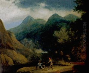 Fluslandschaft Mit Katarakt Und Hugeligem Horizont Fluslandschaft Mit Katarakt Und Hugeligem Horizont
