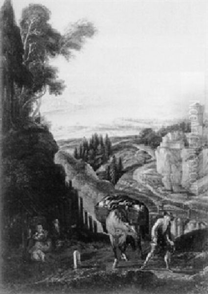 A River Landscape With Travellers And Cattle On A Path - view 1