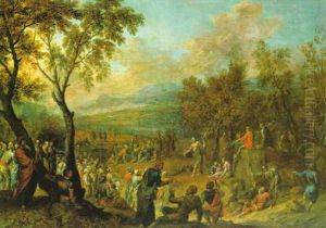 Weite Bewaldete Landschaft Mit Der Predigt Johannes Des Taufers