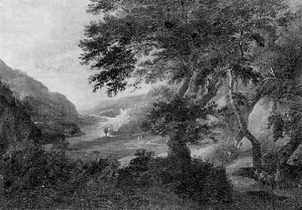 Hugelige Baumlandschaft, Rechts An Einer Flusschleife - view 1