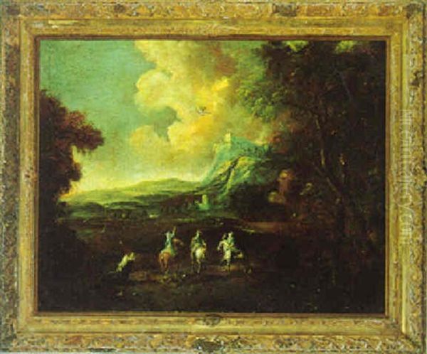 Falkenjagd In Einer Gebirgigen Landschaft - view 1