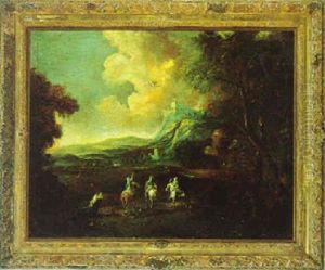 Falkenjagd In Einer Gebirgigen Landschaft