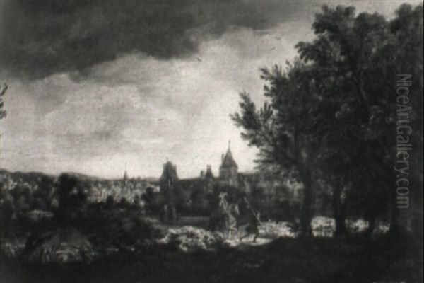 Reiter Mit Lanzentr,ger Und Spazierendes Paar - view 1