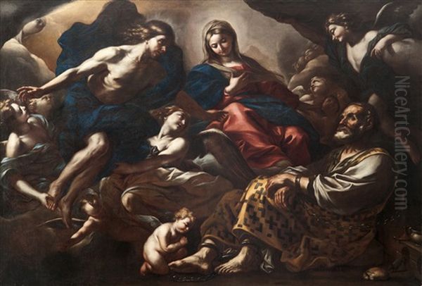 La Virgen Y San Pedro Rodeados De Angeles - view 1