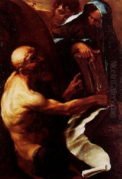 Diogenes Seated In His Barrel Discussing Philosophy With Two Disciples - view 1