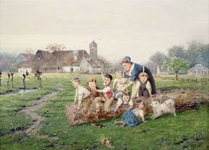 Spielende Kinder In Landlicher Umgebung Spielende Kinder In Landlicher Umgebung