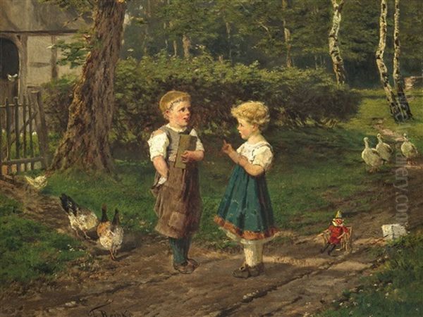 Boy And Girl On A Village Road - view 1