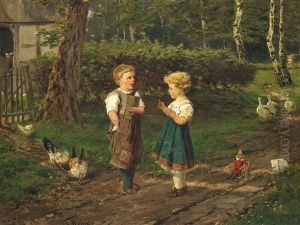 Boy And Girl On A Village Road Boy And Girl On A Village Road