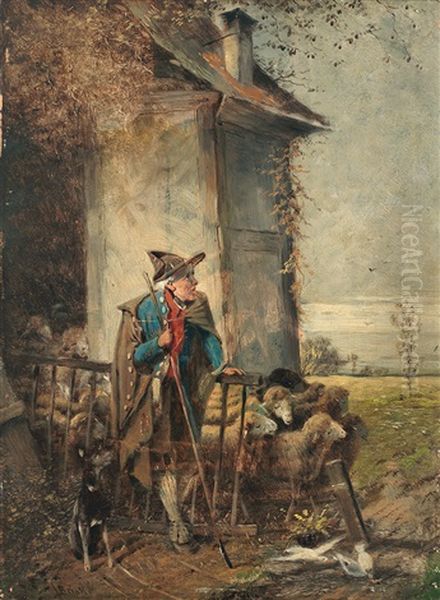 Schafer Verlasst Mit Seiner Herde Das Quartier - view 1