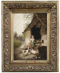 Ganseliesel Vor Dem Schafstall by Fritz Beinke