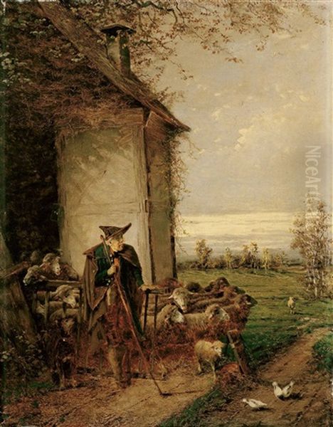 Schafer Mit Herde - view 1
