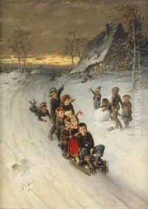 Abendliche Schlittenfahrt by Fritz Beinke