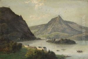 Rheinlandschaft Mit Kloster Nonnenwerth Und Drachenfels by Fritz Beinke