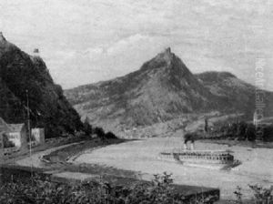 Raddampfer Vor Der Insel Nonnenwerth Am Rhein Raddampfer Vor Der Insel Nonnenwerth Am Rhein