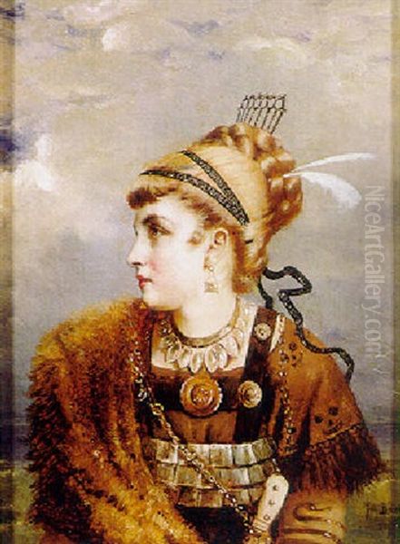 Portrait Einer Nordischen Schonen In Alter Tracht - view 1