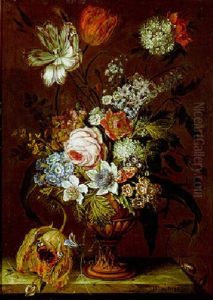 Blumenstraus In Einer Vase Auf Einem Marmortisch by Daniel van Beke