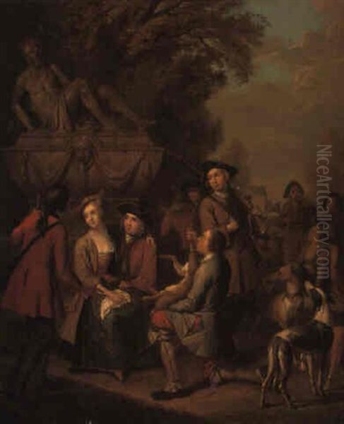 Huntsmen Presenting Game To A Gentleman And His Companion - view 1