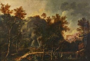Bergslandskap Med Figurer