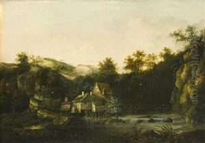 Landskap Med Kvarn Vid Vattendrag by Louis Belanger