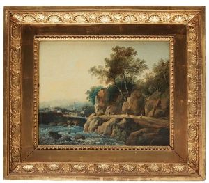 Landskap Med Vandrande Figurer Vid Fors by Louis Belanger