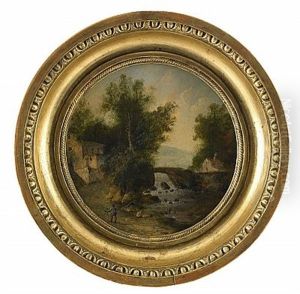 Sydlandskt Landskap Med Vandrare by Louis Belanger