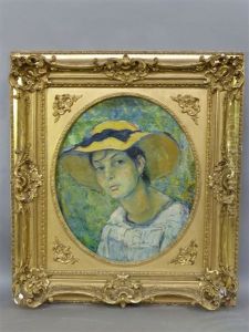 Portrait De Femme Au Chapeau De Paille by Pierre De Belay