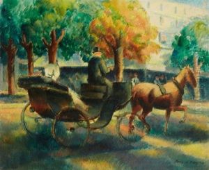 La Caleche Aux Champs Elysees by Pierre De Belay