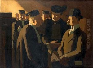 Avocats Et Clients Au Palais De Justice by Pierre De Belay