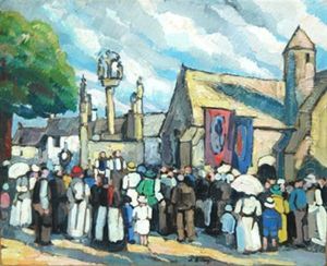 Sortie De Messe En Bretagne by Pierre De Belay
