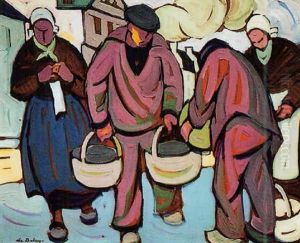 Retour De Peche, Femmes Sur Le Quai by Pierre De Belay